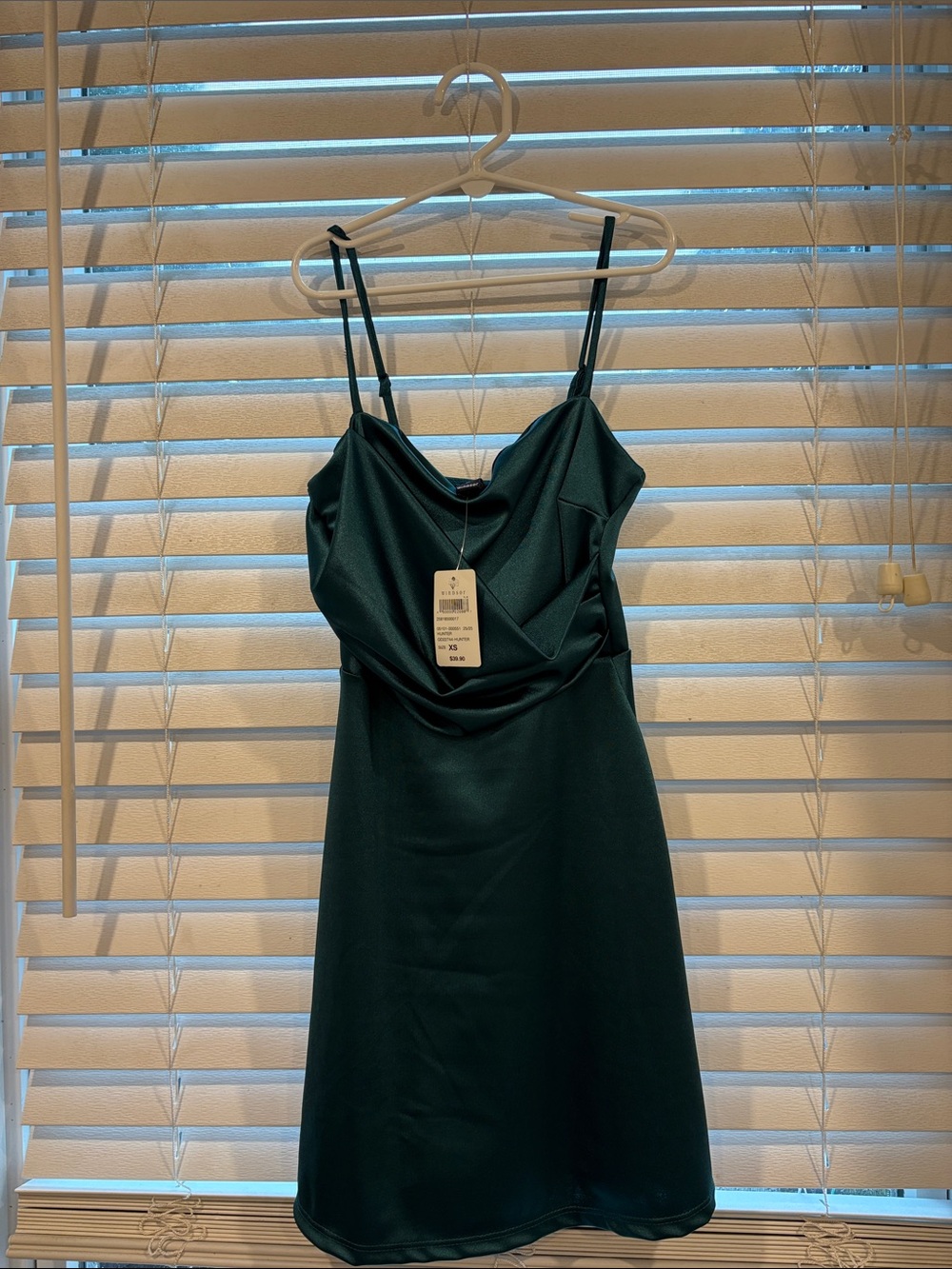 HOCO: Windsor Emerald Green Satin Cowl Mini Dress